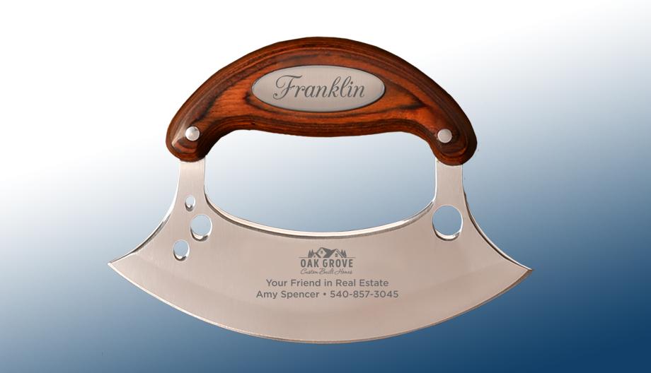 LifeLong Gifts engraved round cutting & serving board for real estate agent client gift