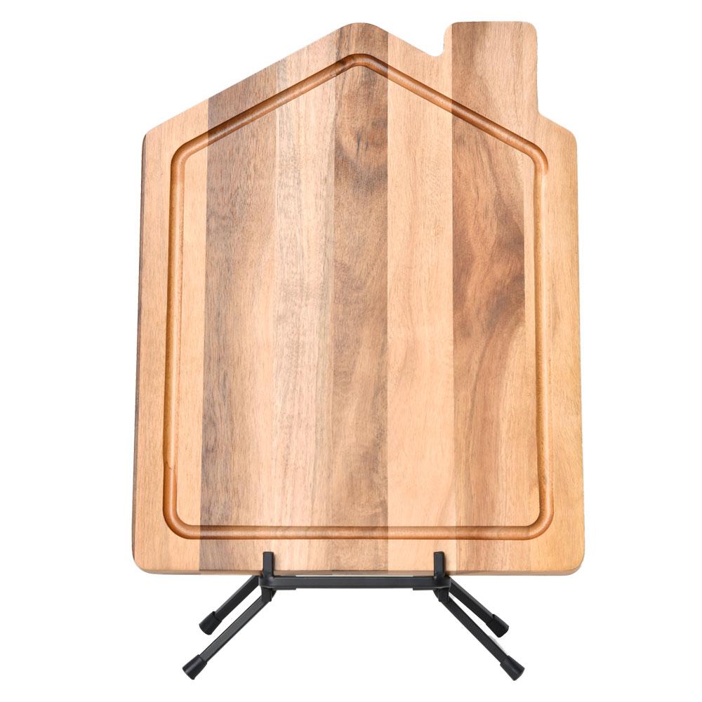 A cutting board on the stand. Front