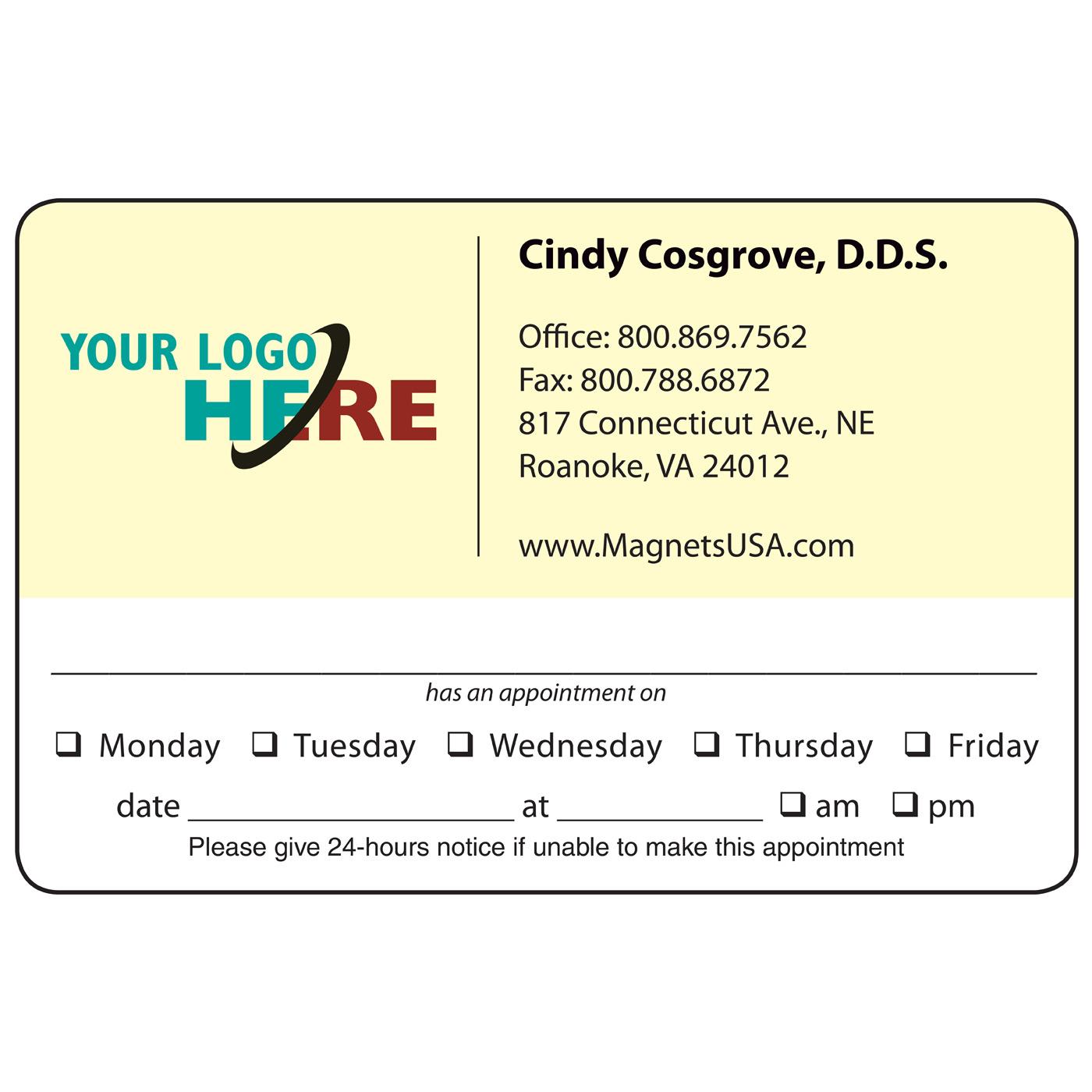 Appointment Card Magnet  Your Logo Here  Magnets USA®