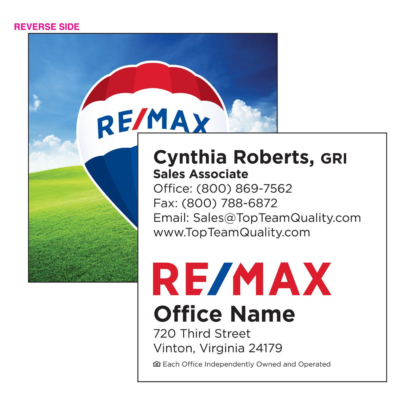 RE/MAX Square Business Card