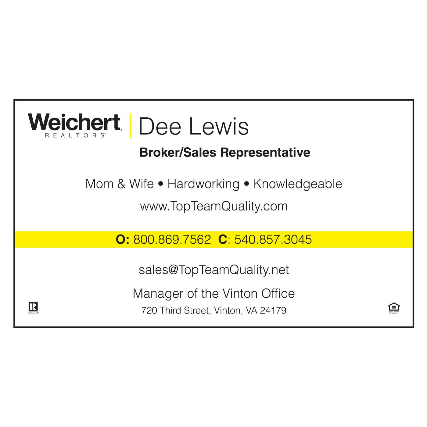 Weichert Realtors business card