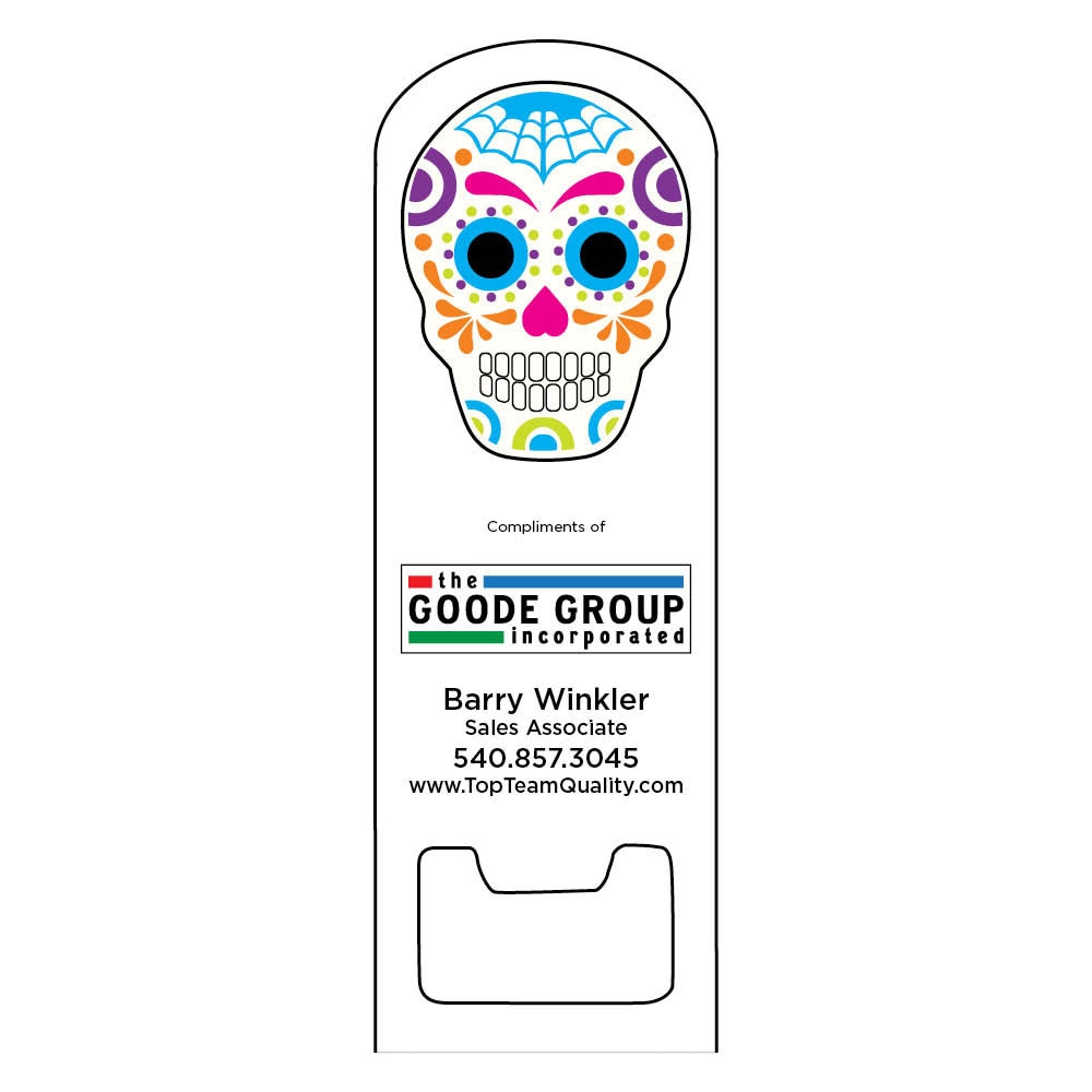 sugar skull bottle opener white