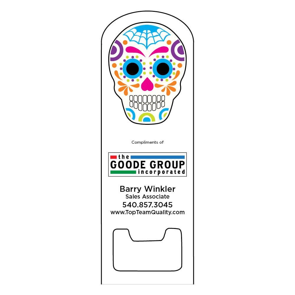 sugar skull bottle opener white