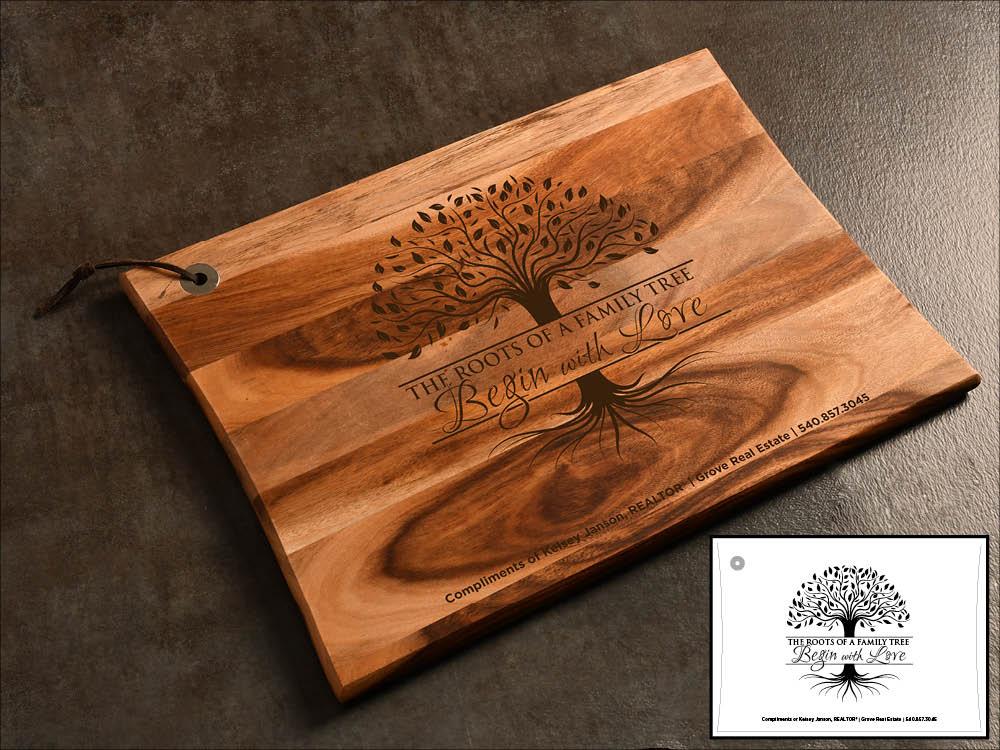 Engraved Bamboo Cutting Board with Family Tree Roots.