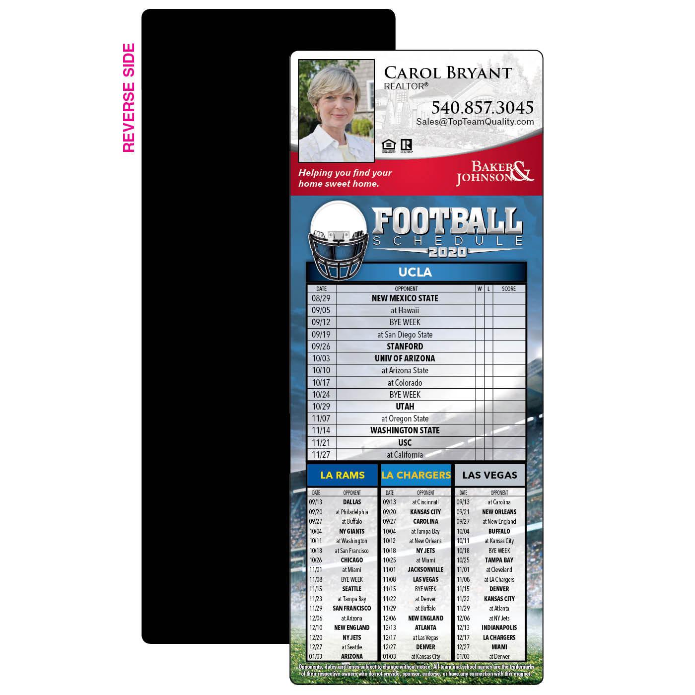 4 Team Spirit Sky Full Magnet Football Schedule Standard Shape