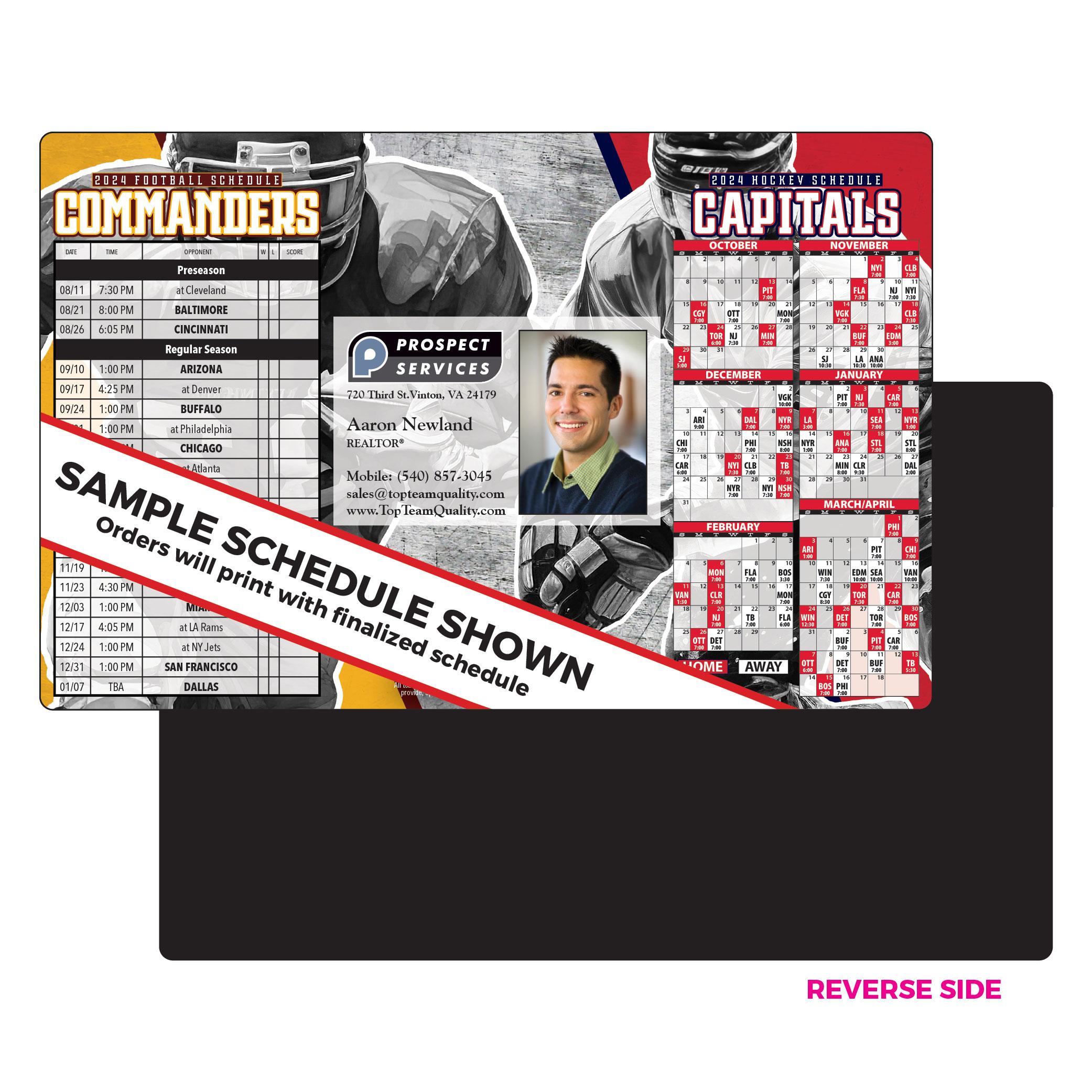 Washington Football & Hockey Schedule Jumbo Magnet - Commanders