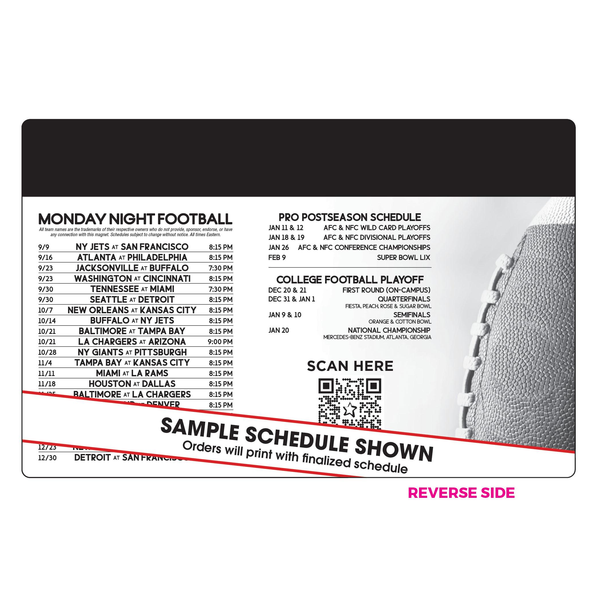 Football Schedule Card USA