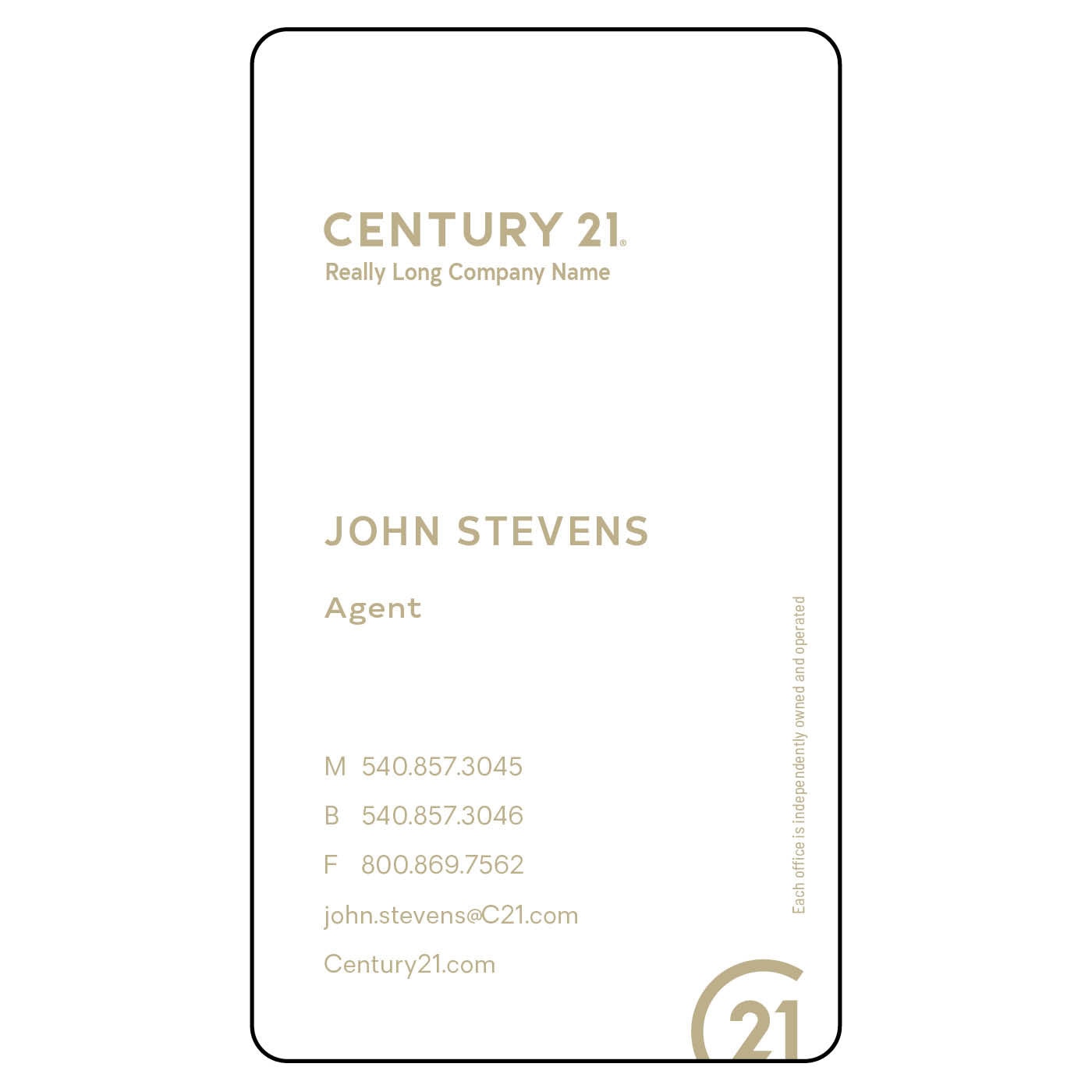 Printed Century 21 Business Card Magnets 2x3.5 FREE UPS Ground