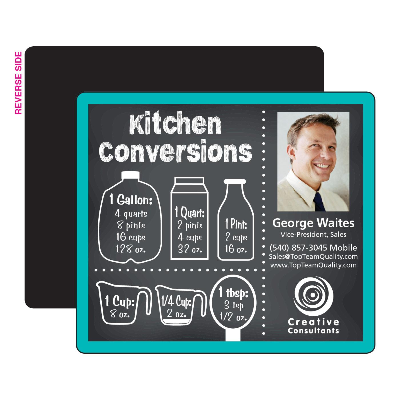 Printed magnets household reference kitchen measures chalkboard