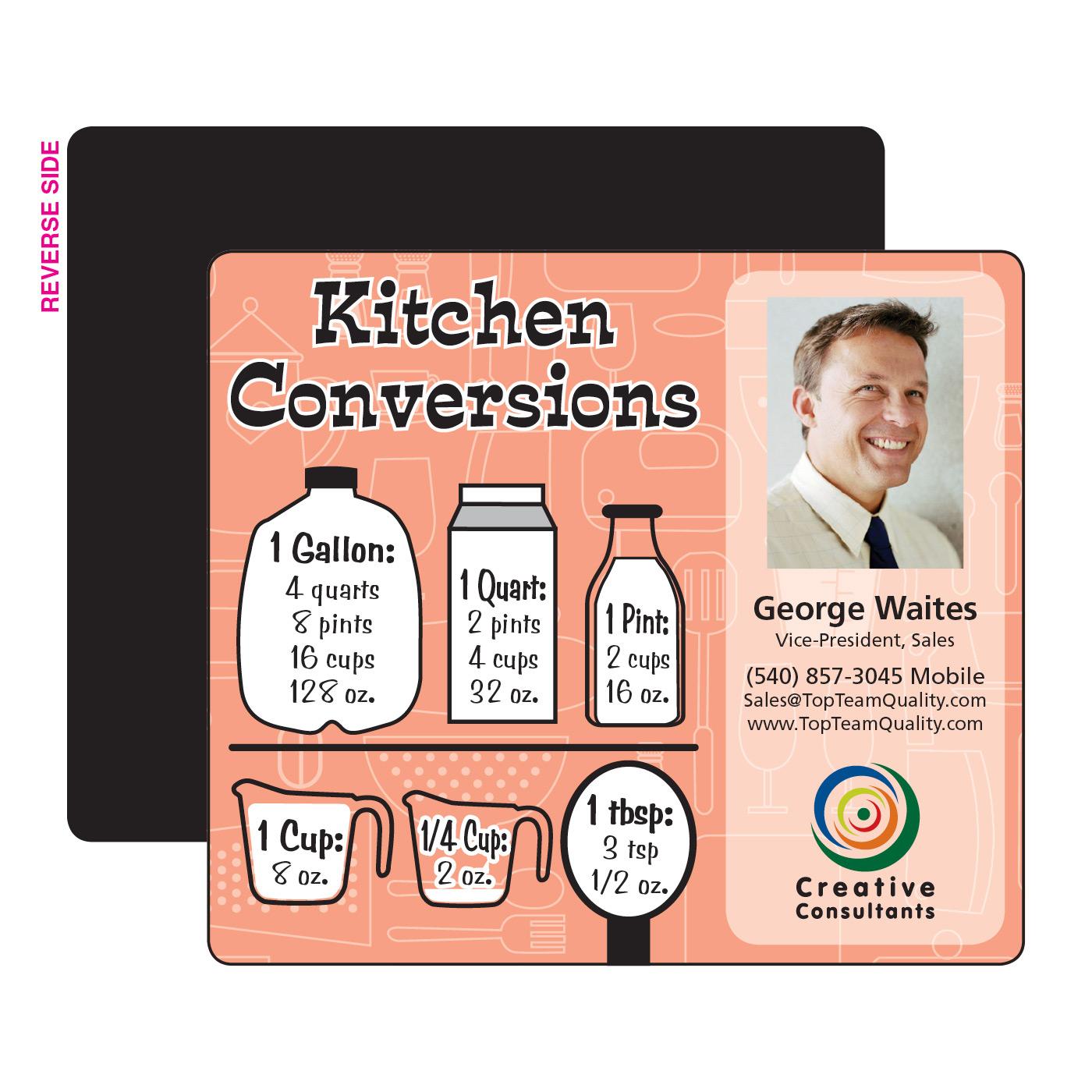 Printed Magnets Household Reference Kitchen Measures Retro Colors