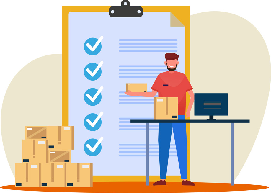 Stock image illustration of a man fulfilling orders